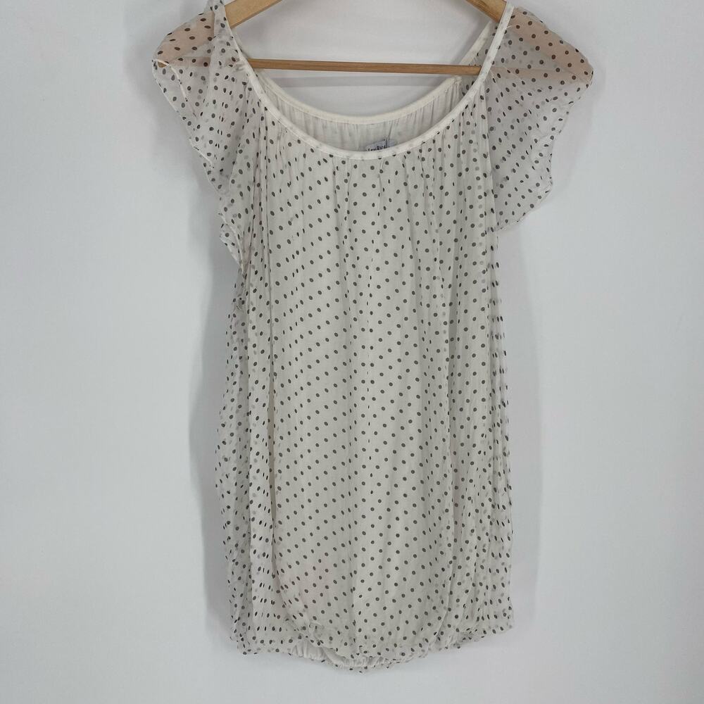 Luisa Ricci Blouse Women’s Large Silk Polka Dot White & Black Feminine Romantic